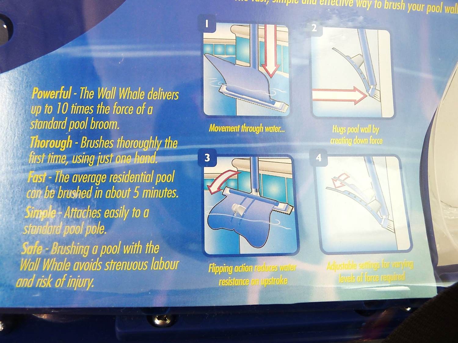 Pool Brush "Wall Whale" Deluxe Swimming Pool Brush With a Spoiler by