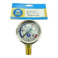 New Pool Filter Pressure Gauge Side Mount Aussie Gold Wika S/S - Sand & Cartridge Filters
