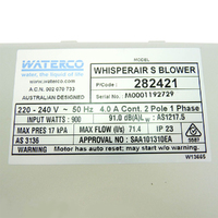Waterco Air Blower Spa Bath Whisper air 900W C/W Air Switch 50mm Connections