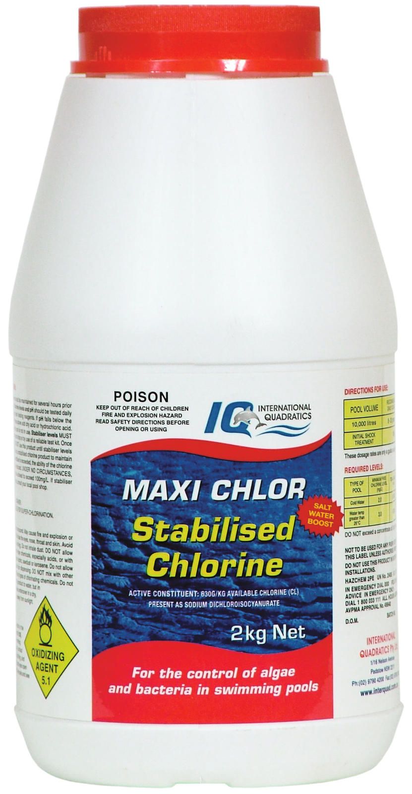 2 KG Maxi-Chlor UV Stabilised Granular Chlorine High Quality 63% Available Chlorine