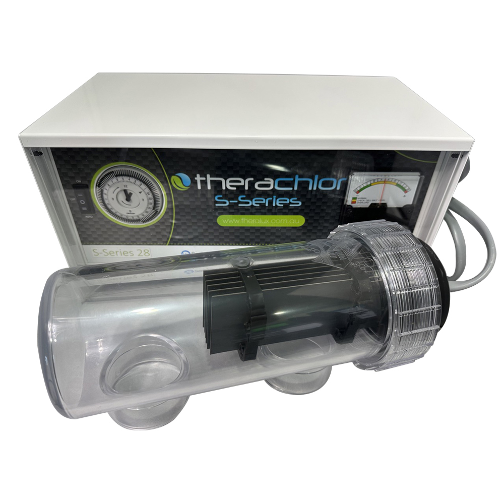 Therachlor S-series Self Clean Salt Chlorinator S28 Gram - With Quartz Battery Back Up