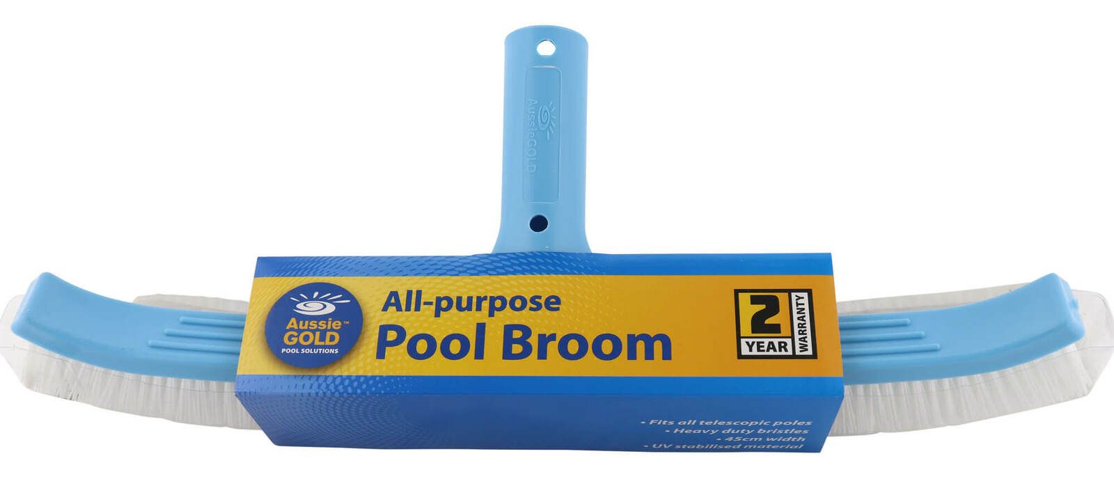 Pool Brush Aussie Gold 45cm Curved Pool Wall Brush Broom - 2 Year Warranty
