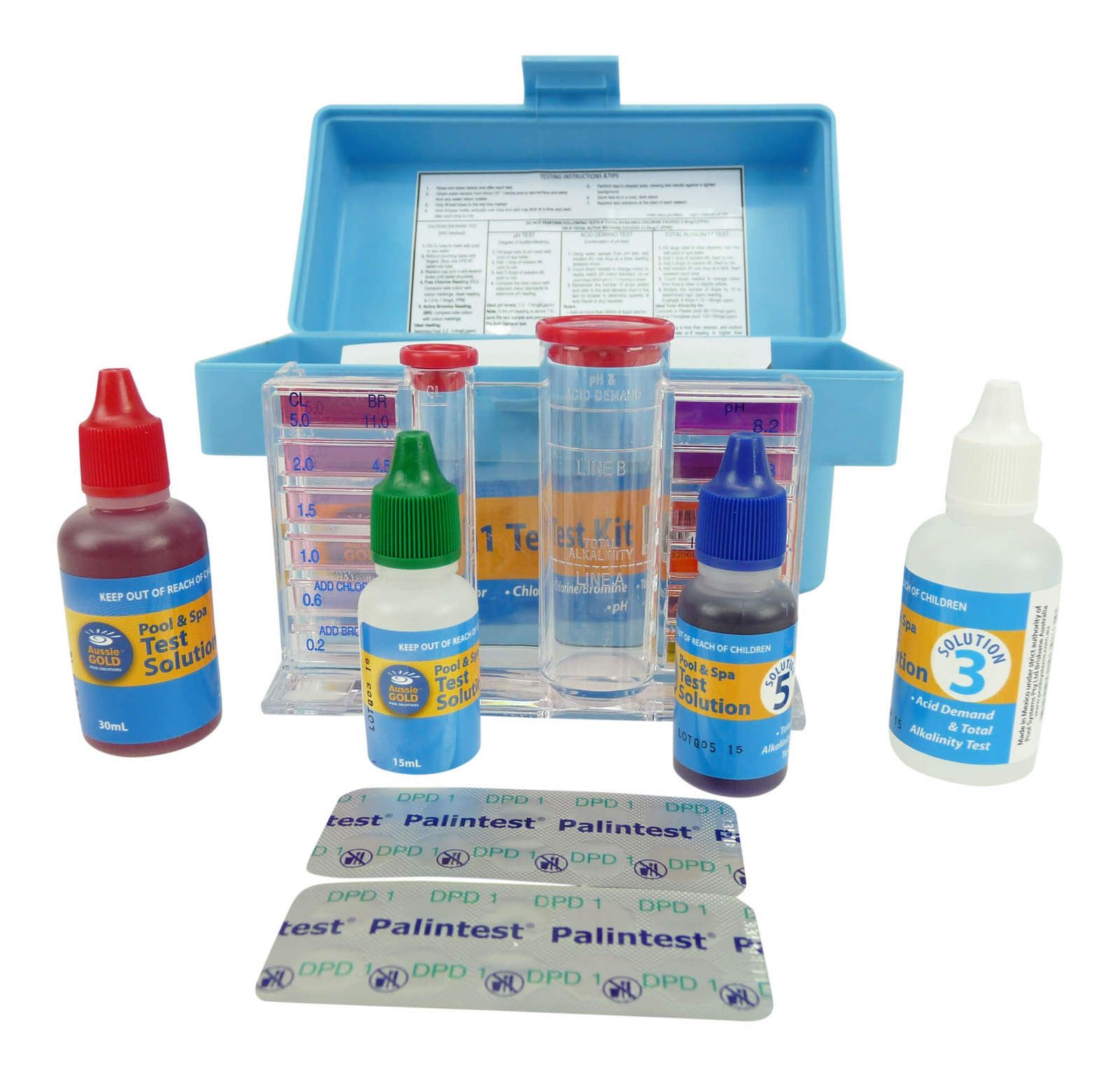 4 in 1 Test Kit Professional Pool & Spa Water Test Kit Chlorine/Bromine PH TA