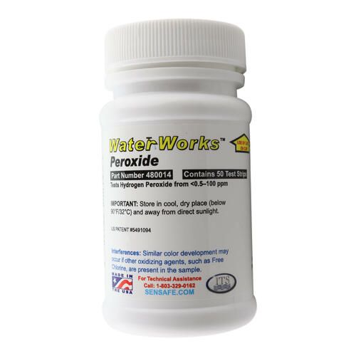 Peroxide (Peroxsil) Pool and Spa Test Strips (H2O2), bottle of 50 Peroxide Test