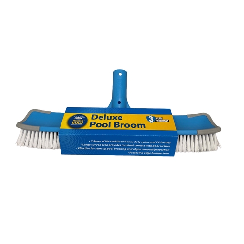 Aussie Gold 45cm x 10cm Extra Deep Pool Brush Deluxe Curved Wide Pool Broom - 3 Year Warranty