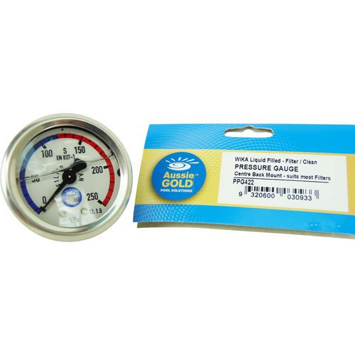 New Pool Filter Gauge Back Rear Mount Aussie Gold Wika S/S  - Sand & Cartridge Filters